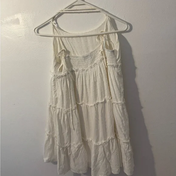 SHEIN White Ruffle Babydoll Dress - Size M - Adjustable Tie straps - Picture 5 of 6